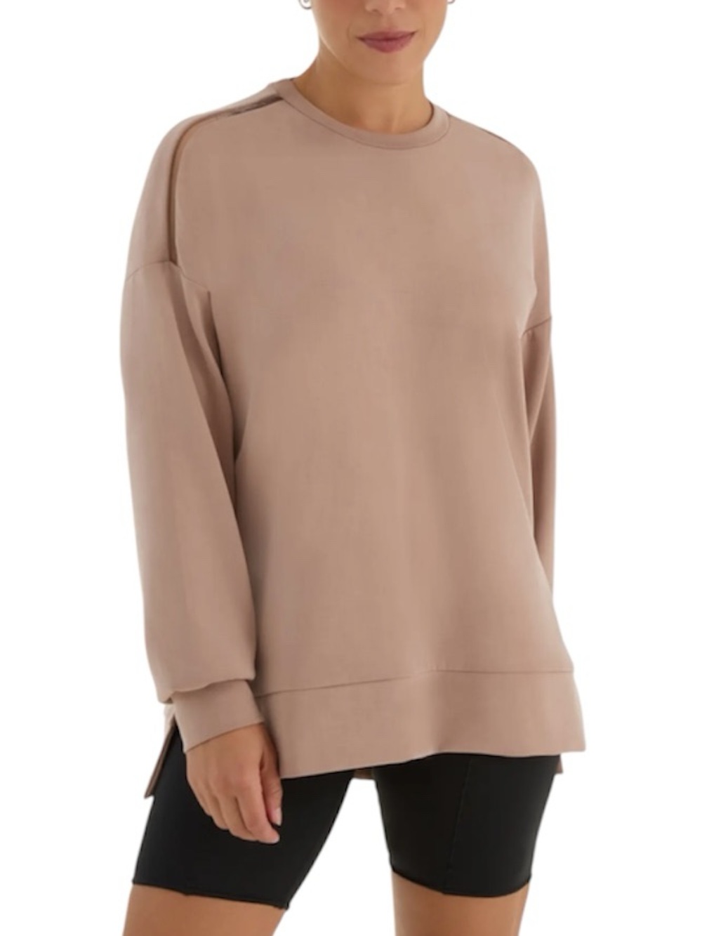 KADA The Oversized Crew Magic Double Knit Mocha XL NWT Cupro Sweatshirt Pullover